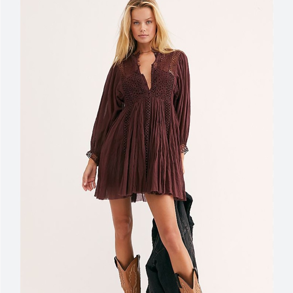 Free People Burgundy Lace Dress